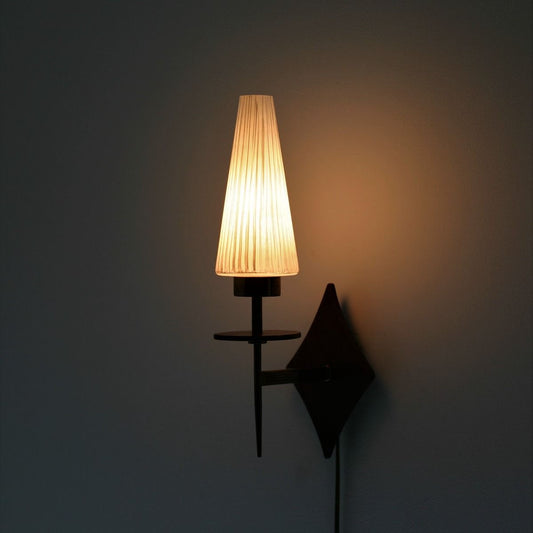 Vintage Wandlamp | Glas, teakhout
