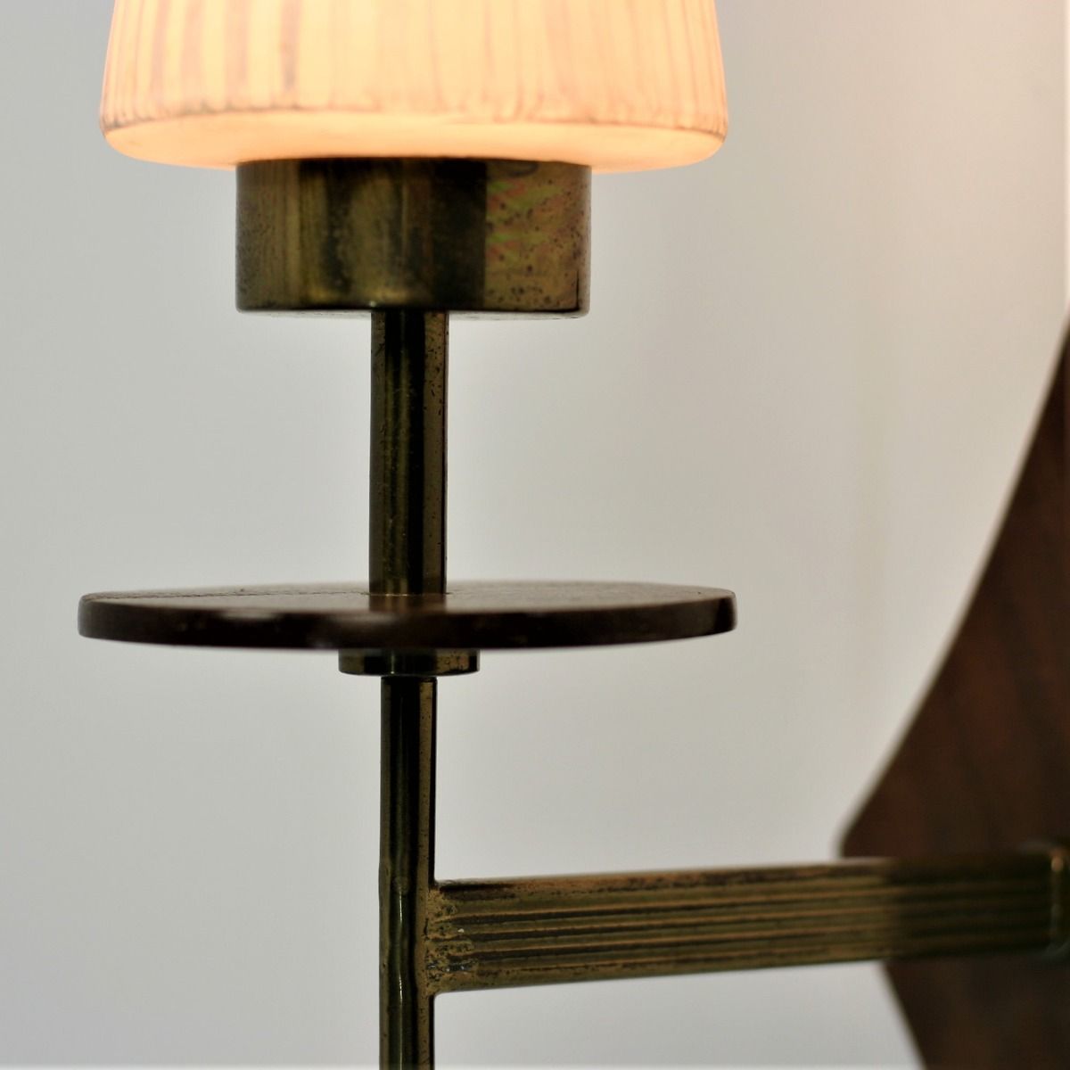 Vintage Wandlamp | Glas, teakhout