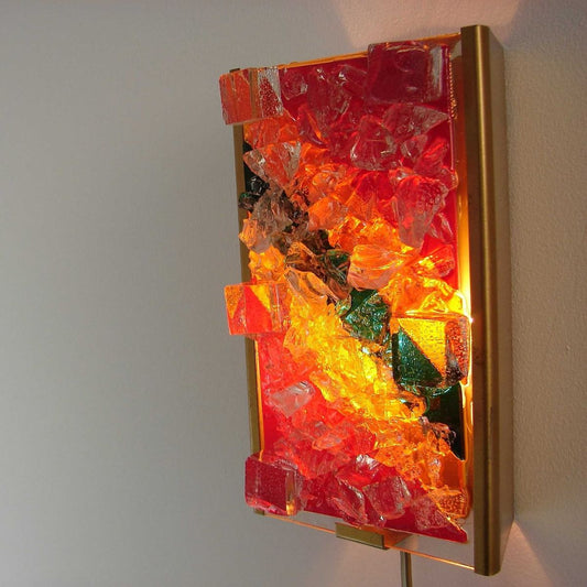 Gebrüder Cosack - GECOS Wandlamp, Jaren 60, Glas, Gefused