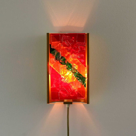 Gebrüder Cosack - GECOS Wandlamp, Jaren 60, Glas, Gefused