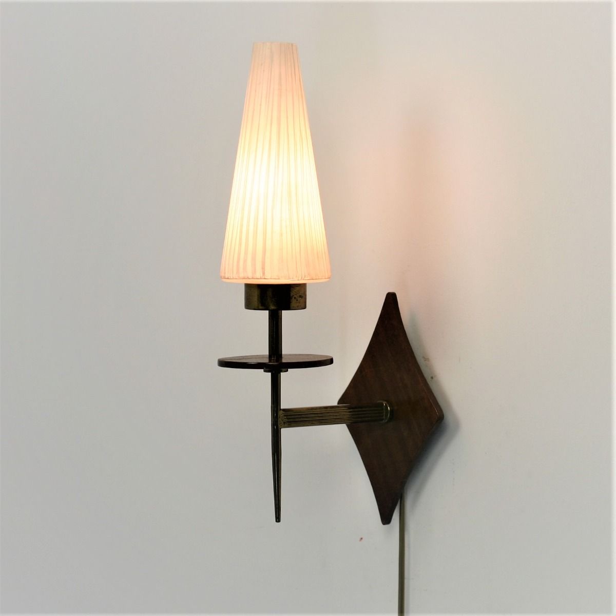 Vintage Wandlamp | Glas, teakhout