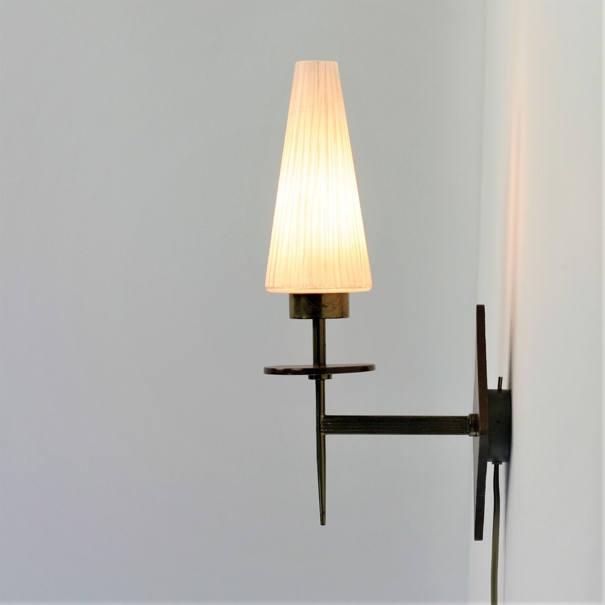 Vintage Wandlamp | Glas, teakhout