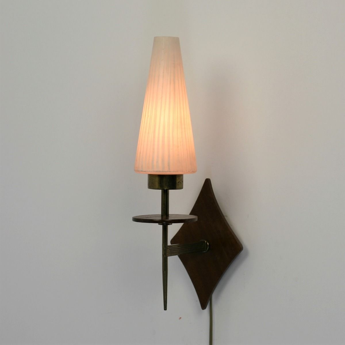 Vintage Wandlamp | Glas, teakhout