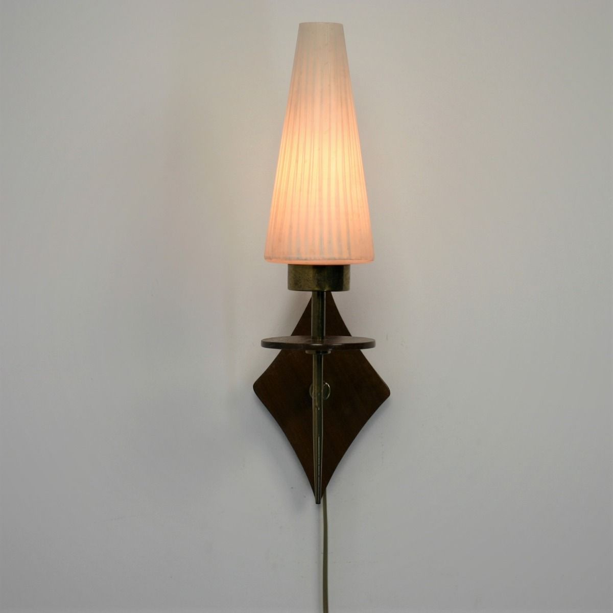 Vintage Wandlamp | Glas, teakhout