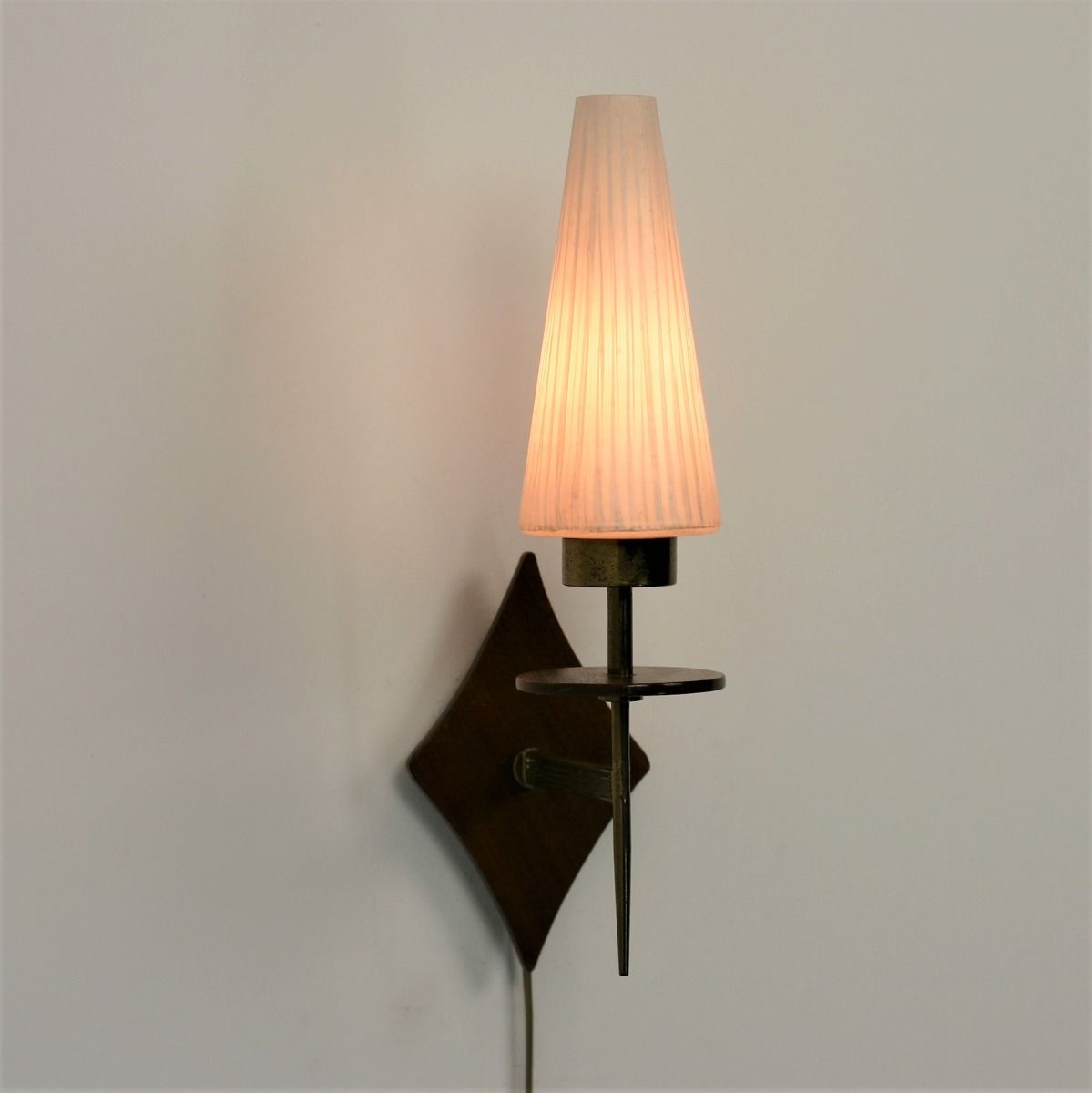 Vintage Wandlamp | Glas, teakhout