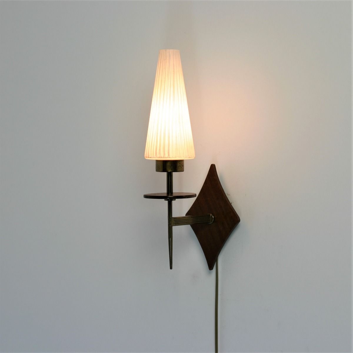 Vintage Wandlamp | Glas, teakhout