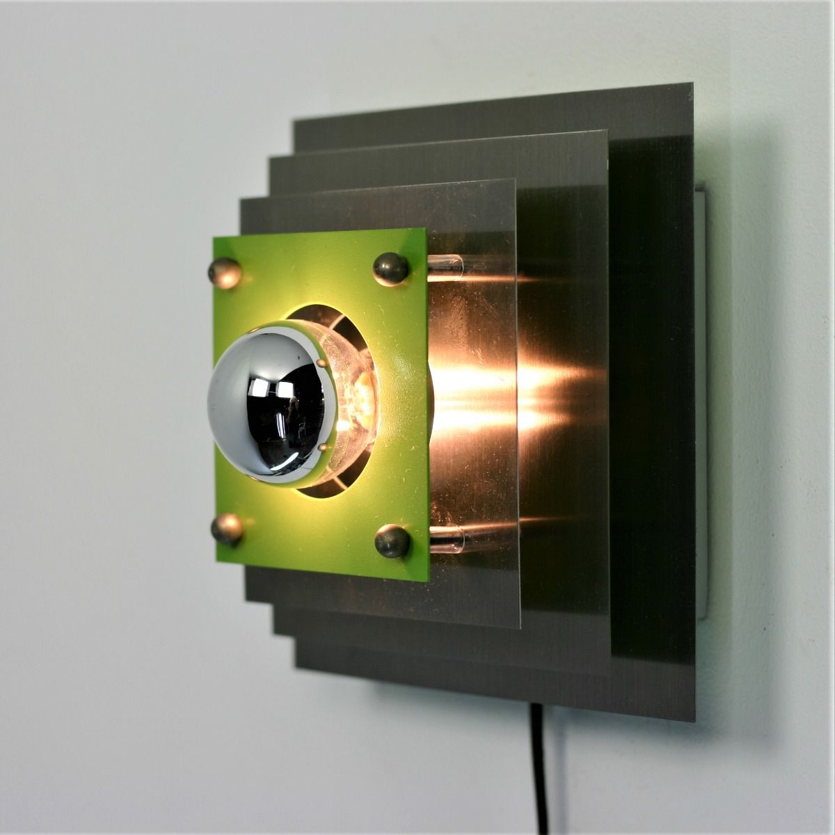 Lyfa Denemarken Kubistische Wandlamp, Jaren 60 - 70, Metaal